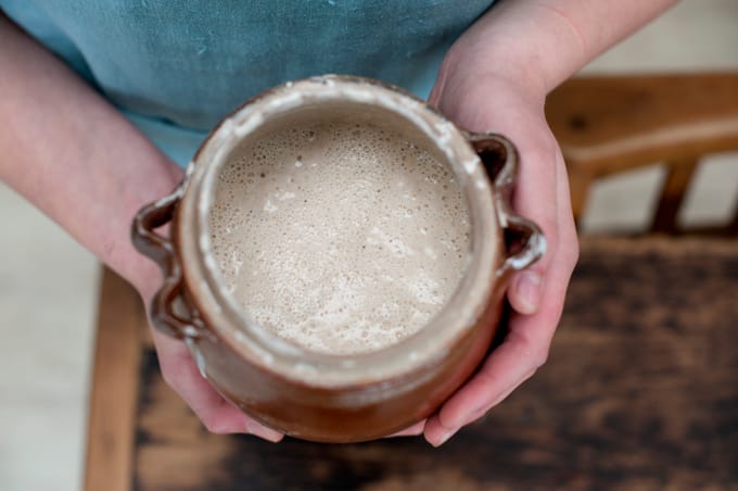 bubbly sourdough starter