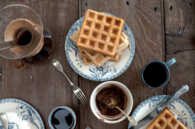 Sourdough waffles with cinnamon brandy butter
