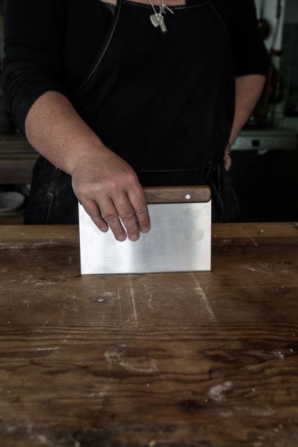 Dough scraper wooden handle