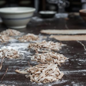 Sourdough pasta on a table