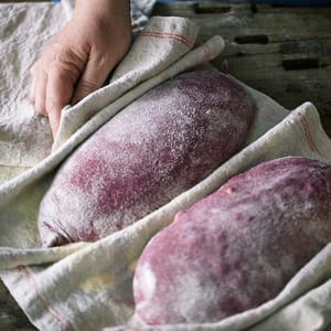 Beetroot, black pepper and feta batards