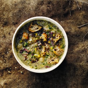 Gill Meller's Sweetcorn, Raddichio & White Bean Soup