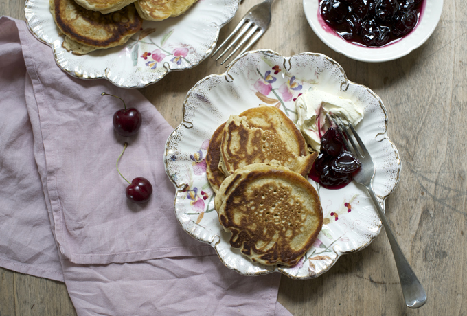 Sourdough Pancakes with Cherry Compote