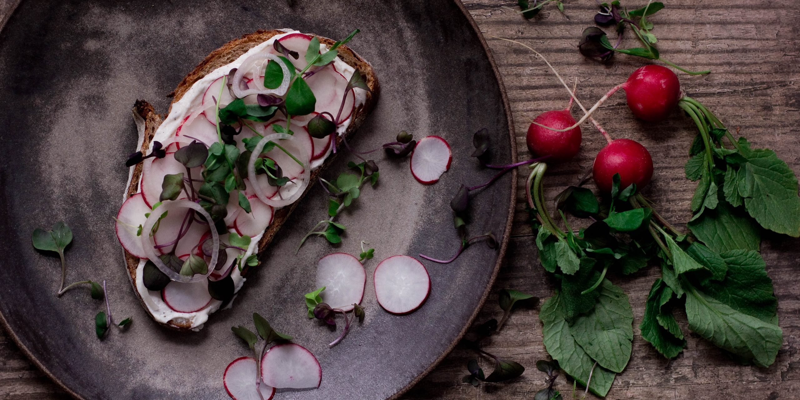 Whipped Ricotta Sourdough Tartines with Pickled Radish