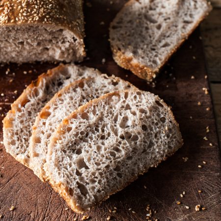 10 minute Spelt Honey & Sesame Seed Sourdough Tin Loaf
