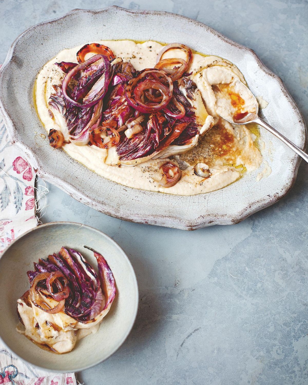 Radicchio and Red Onions on White Bean Puree from A Change of Appetite by Diana Henry